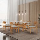 Ver imagem 1 de Conjunto de Mesa Jantar Bellini Tampo 180cm Laqueado Canto Moeda 6 Cadeiras Off White Quartzo/Imbuia Natural/Cinamomo Imbuia/Laquea Marrom