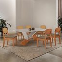 Ver imagem 4 de Mesa de Jantar Yasmin 180cm Tampo Mdf Vidro Canto Copo com 6 Cadeiras Copper Premium