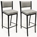 Ver imagem 1 de Banqueta para bar alta Empilhável cor Preta Assento e Encosto Estofados Linho kit 2 unidades
