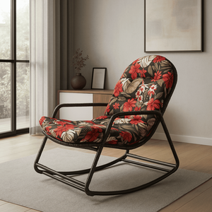 Cadeira Balanço Sossego Almofada Impermeável Pés C/ Proteção:floral Hibisco