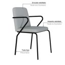 Ver imagem 3 de Cadeira de Jantar c/ Braços Bloom Courino Saturno Off White Est.Preta