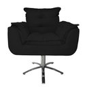Ver imagem 2 de Kit 2 Poltronas Decorativa Clínica Com Base Giratória de Metal Opala Suede Preto - LM DECOR