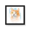 Quadro Decorativo Gato Aquarela - 50x50cm (Moldura caixa em laca preta) - Arte Maníacos - 1