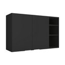 Ver imagem 2 de Armário Suspenso de Parede Aéreo Embutido Cozinha Multiuso Nicho Organizador 2 Portas Ópera - Preto