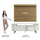 Ver imagem 6 de Rack Madesa Cancun com Pés e Painel para Tv até 65 Polegadas - Branco/rustic 095z