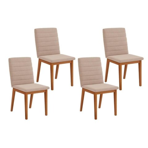 Kit 4 Cadeiras Sala Jantar Sofia 4 Un Ipe/suede Creme - Dj Móveis