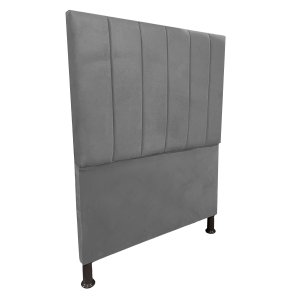 Cabeceira de Cama Box Solteiro 80cm Estofada Laura - Cinza