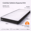 Ver imagem 2 de Colchão Solteiro Espuma D33 Bordado 188x78x12cm Antialérgico