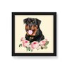 Quadro Decorativo Rottweiler Flores - 50x50cm (Moldura em laca preta) - Arte Maníacos - 1
