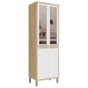 Ver imagem 1 de Paneleiro Syrah 4 Portas 4 Prateleiras com Vidro 100% Mdf Amêndoa/branco - Rio Doce