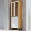 Ver imagem 2 de Paneleiro Syrah 4 Portas 4 Prateleiras com Vidro 100% Mdf Amêndoa/branco - Rio Doce