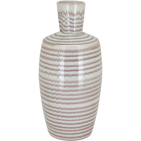 Vaso Decorativo Enfeite Casa Cerâmica 37x17x17cm Creme