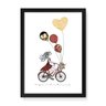Quadro Decorativo Menina Bicileta e Balões - 23x16,25cm (Moldura em laca preta) - Arte Maníacos - 1