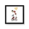 Quadro Decorativo Menina Bicileta e Balões - 50x50cm (Moldura caixa em laca preta) - Arte Maníacos - 1