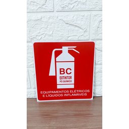 Kit Combo 10 Placa de Sinalização Extintor Po Bc 20x20 Cm - 5