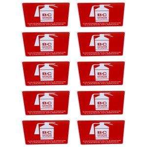 Kit Combo 10 Placa de Sinalização Extintor Po Bc 20x20 Cm