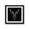 Quadro Decorativo Cervo Geométrico Borda Branca - 20 x 20 cm (Moldura em Laca Preta) - Arte Maníacos - 1