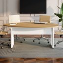 Ver imagem 7 de Mesa de Reunião para Escritório 180x110cm Orgânica com Pés em Metal Corporate F5 Marrom/Macadâmia/Branco