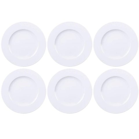 Jogo 6 Pratos Branco Tramontina Porcelana 28cm Maria Augusta