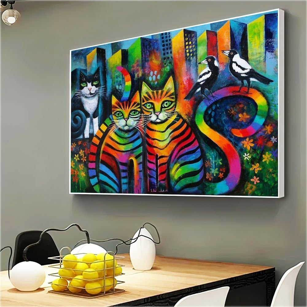 Quadro Gatos Cats Obra Famosa:90x60 cm/BORDA INFINITA - 7