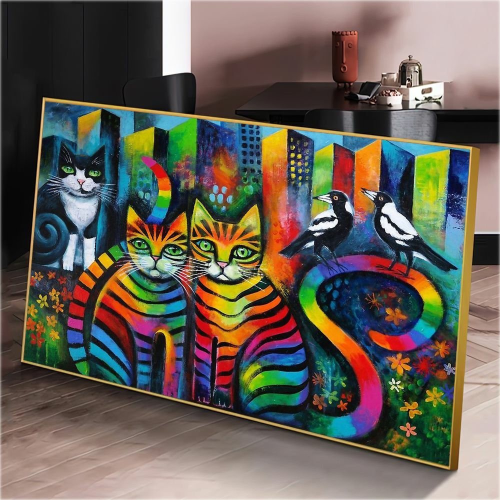 Quadro Gatos Cats Obra Famosa:90x60 cm/BORDA INFINITA - 6