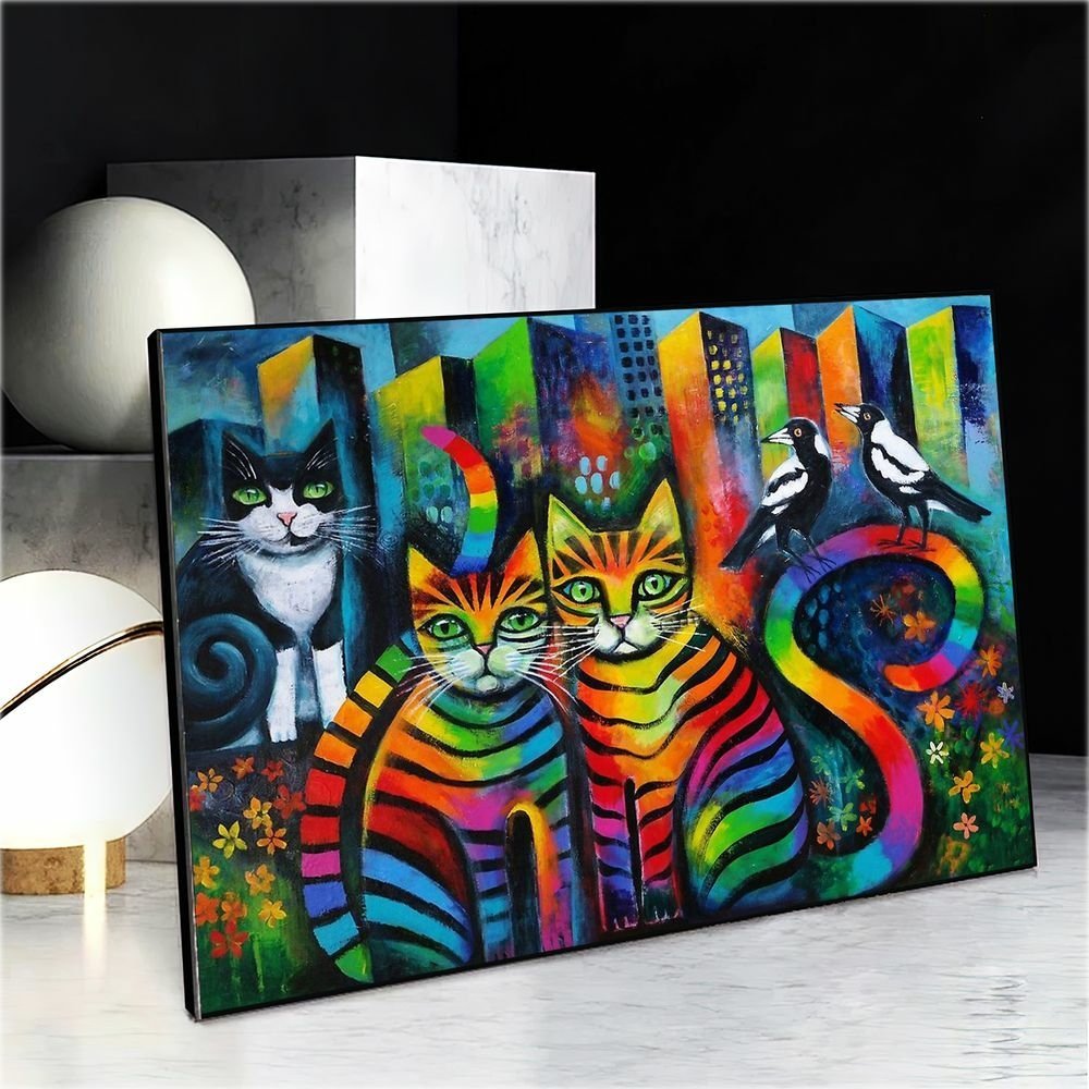 Quadro Gatos Cats Obra Famosa:90x60 cm/BORDA INFINITA - 3