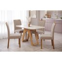 Ver imagem 1 de Conjunto: Mesa de Cozinha Carol Tampo Madeirado C/ Vidro 130x80cm e 4 Cadeiras Juliana Nature-