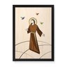 Quadro Decorativo em Madeira São Francisco de Assis - 46 x 32.5 cm (Moldura Caixa em Laca Preta) - A - 1