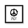 Quadro Decorativo Paz Fundo Branco - 30x30cm (Moldura caixa em laca preta) - Arte Maníacos - 1
