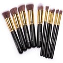 Ver imagem 4 de Kit 10 Pincéis Maquiagem Kabuki e Precisao Profissional Preto