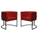 Ver imagem 1 de Kit 2 Poltronas Reforçada Decorativa Sala Nayara Base Ferro Preto Suede Vermelho