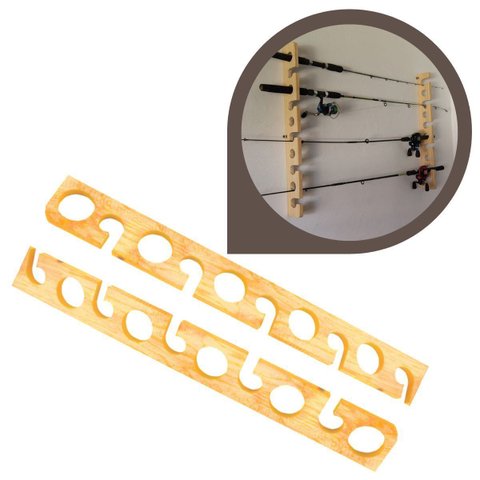 Suporte Parede Madeira Rack Organizador 10 Varas de Pesca