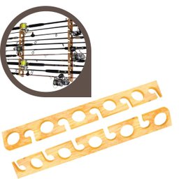 Suporte Parede Madeira Rack Organizador 10 Varas de Pesca - 4