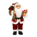 Ver imagem 3 de Papai Noel Decorativo Natalino 25cm com Casaco Xadrez Vermelho e Verde e Saco de Presentes Decorado
