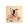 Quadro decorativo com moldura caixa branca em Madeira - Bulldog Inglês Flores - 30x30cm - Arte Manía - 1
