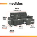 Ver imagem 4 de Sofá Retrátil e Reclinável 3 Lugares 2,20m Veludo Santorini Cinza Luizzi