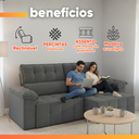 Ver imagem 6 de Sofá Retrátil e Reclinável 3 Lugares 2,20m Veludo Santorini Cinza Luizzi