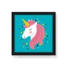 Quadro Decorativo Unicórnio Fundo Verde - 50x50cm (Moldura caixa em laca preta) - Arte Maníacos - 1