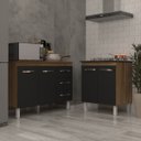 Ver imagem 2 de Balcão para Cooktop 5 Bocas Fran e Armário Bruna 118 Cm Cozinha Gabinete Savana Preto com Tampo Tamp