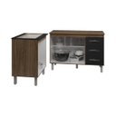 Ver imagem 4 de Balcão para Cooktop 5 Bocas Fran e Armário Bruna 118 Cm Cozinha Gabinete Savana Preto com Tampo Tamp