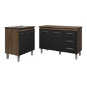 Ver imagem 1 de Balcão para Cooktop 5 Bocas Fran e Armário Bruna 118 Cm Cozinha Gabinete Savana Preto com Tampo Tamp