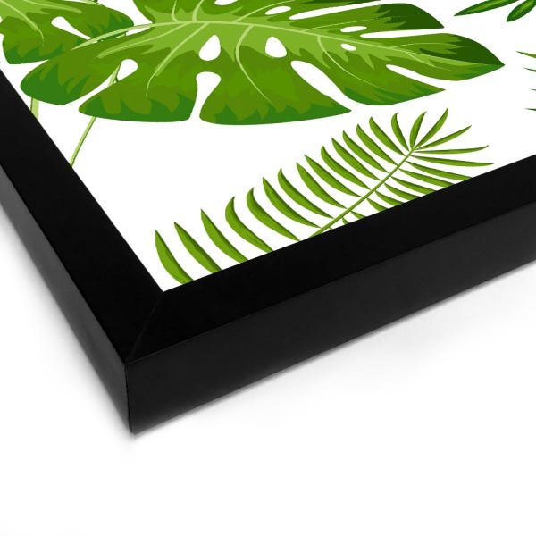 Quadro Decorativo Plantas Folhas Grandes - 30x30cm (Moldura caixa em laca preta) - Arte Maníacos - 2