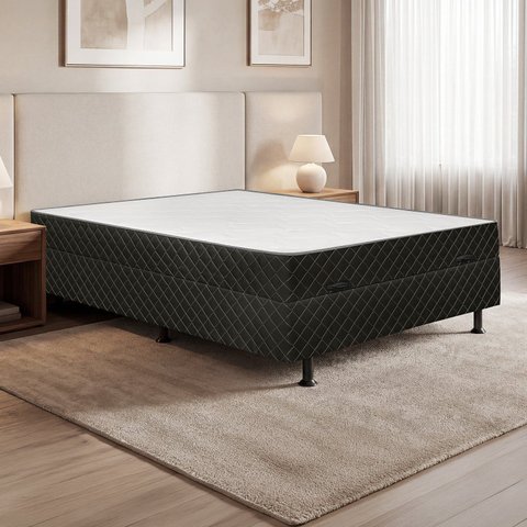 Cama Box Casal Conjugada c/ Baú 138x188 Udine Marrom