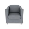 Poltrona Decorativa  Sala Recepção Escritório Suede Cinza - 2