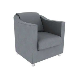 Poltrona Decorativa  Sala Recepção Escritório Suede Cinza
