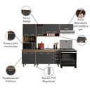Ver imagem 4 de Cozinha Compacta Barcelona 11 Portas e Balcão de pia em MDP Poliman Móveis