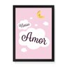 Quadro Decorativo Nosso Amor Fundo Rosa - 23x16,25cm (Moldura caixa em laca preta) - Arte Maníacos - 1