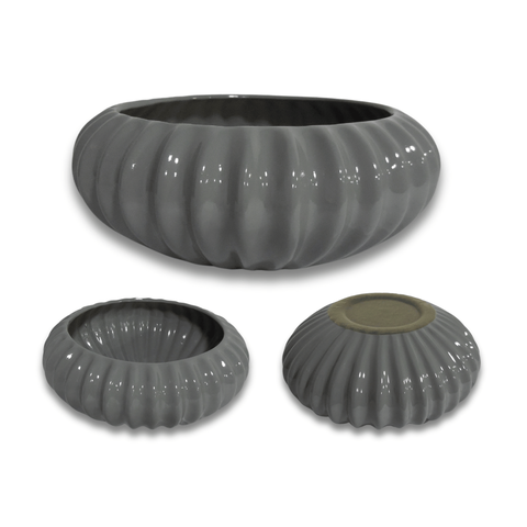 Vaso Ikebana Arranjos Flores e Plantas Linha Ammonite Luxo:cinza