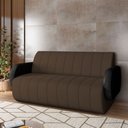Ver imagem 1 de Sofá Decorativo Living Sala de Estar Bornéu 148cm Pés de Madeira Pu/veludo Preto/marrom G33 - Gran B
