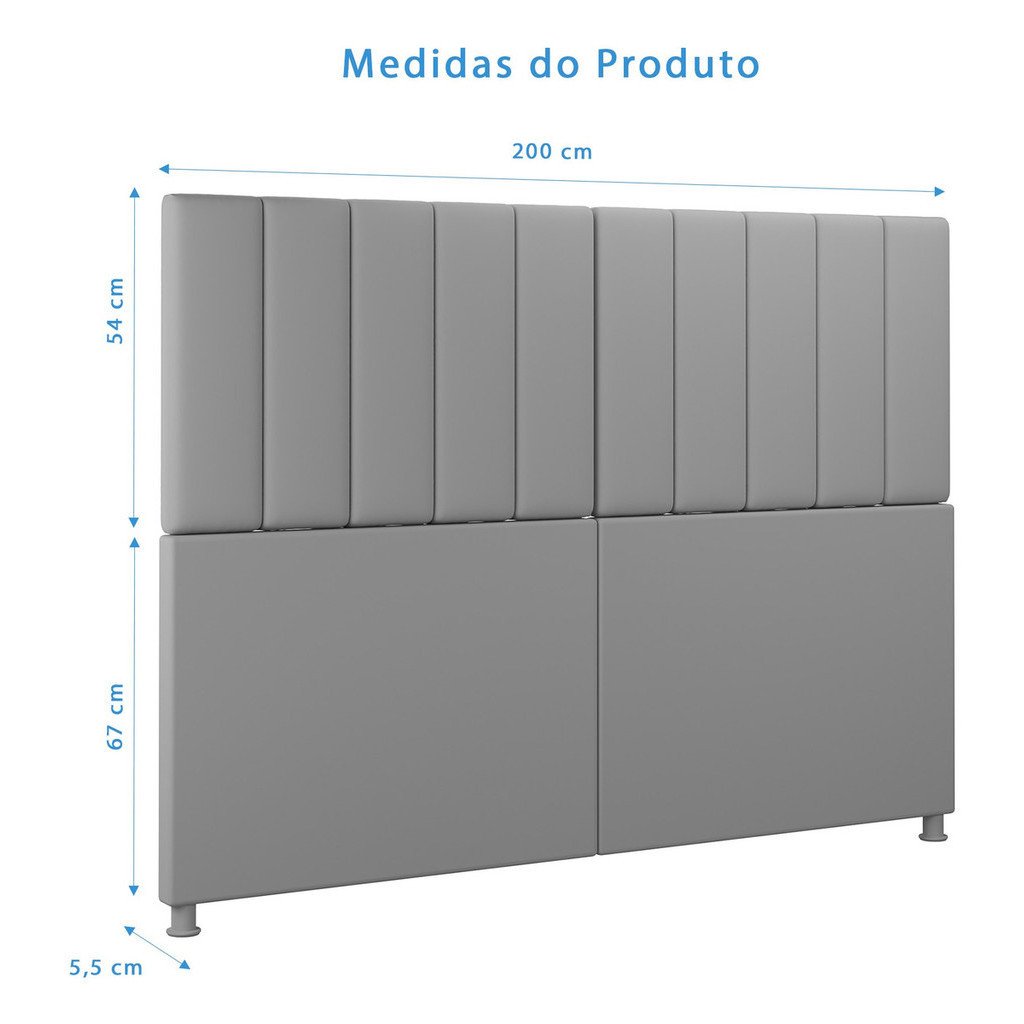 Painel Cabeceira Cama Box Premium com Pé 2x1,2m Bege - 3